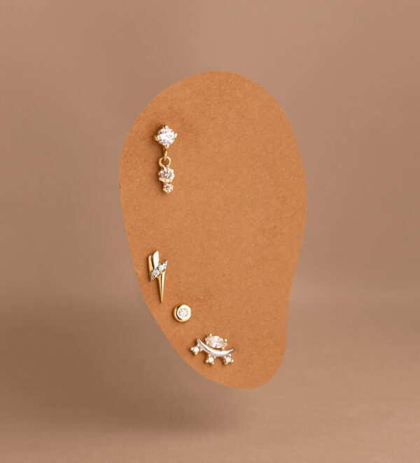 18K PENDIENTES ORO BICOLOR LUNA CON CIRCONITAS. MEDIDA: 9 X 5 MM. CIERRE PRESION - Imagen 2