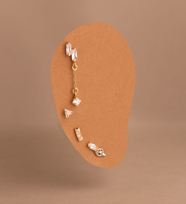 18K PENDIENTES ORO BICOLOR MOTIVO CON CIRCONITAS. MEDIDA: 8 X 4 MM. CIERRE TUERCA - Imagen 2