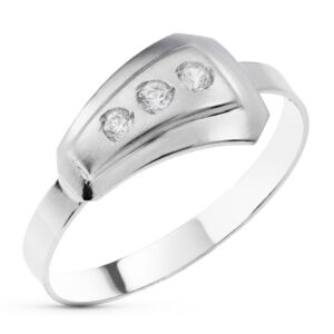 18K SORTIJA ORO BLANCO MATE Y BRILLO CON CIRCONITAS. ANCHO: 8 MM