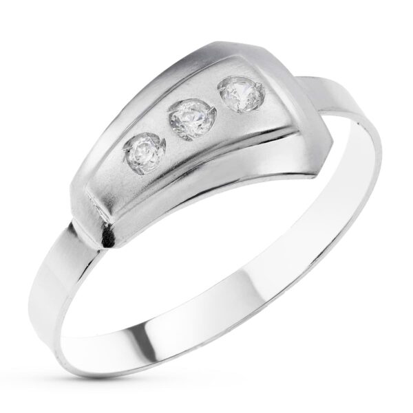 18K SORTIJA ORO BLANCO MATE Y BRILLO CON CIRCONITAS. ANCHO: 8 MM