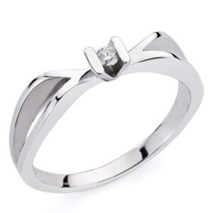 18K SORTIJA ORO BLANCO BRILLANTE. 0.046 QTS. ANCHO: 5 MM