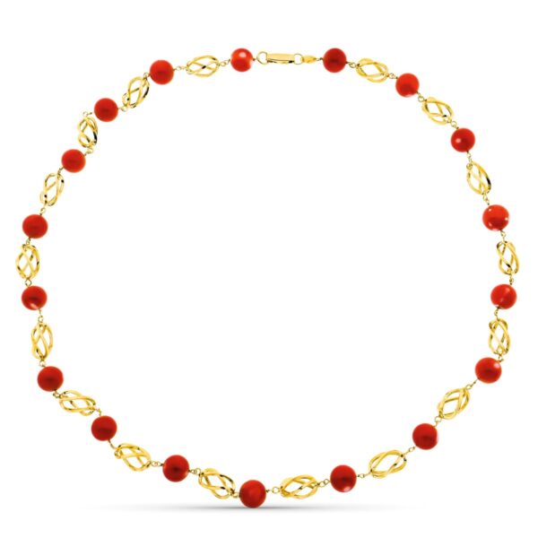 18K GARGANTILLA ORO AMARILLO JAULA CORAL FINO JAPONES 10.5 MM 60CM