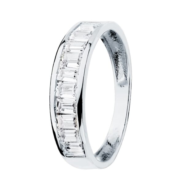 18K ALIANZA ORO BLANCO CIRCONITA BARRITAS. ANCHO: 4.5 MM. TALLA: 15