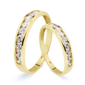 18K ALIANZA ORO AMARILLO CARRIL CON CIRCONITAS. ANCHO: 3,5 MM