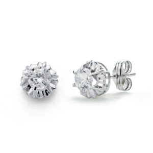 18K PENDIENTES ORO BLANCO CIRCONITA GARRA 7 MM CIERRE PRESION
