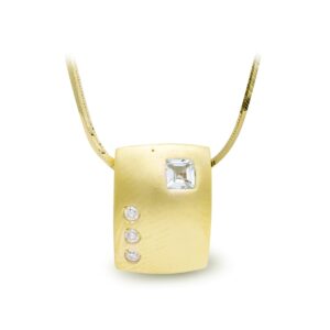 18K GARGANTILLA ORO AMARILLO CUADRA MATE Y BRILLO Y CIRCONITAS