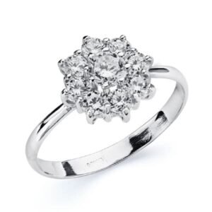 18K SORTIJA ORO BLANCO CUAJO CON CIRCONITAS. ANCHO: 10 MM