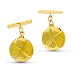 18K GEMELOS ORO AMARILLO REDONDOS GOLF 15 MM