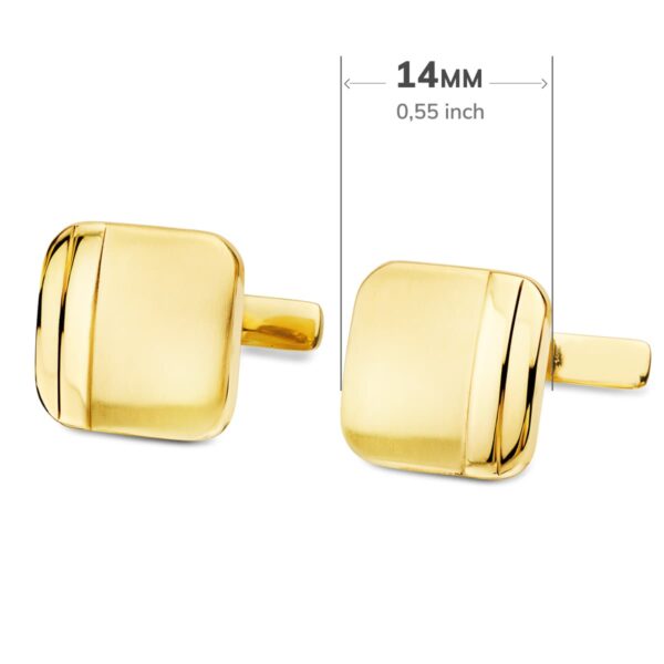 18K GEMELOS ORO AMARILLO CUADRADOS MATE Y BRILLO 14X14 MM CIERRE RIGIDO OSCILANTE - Imagen 3