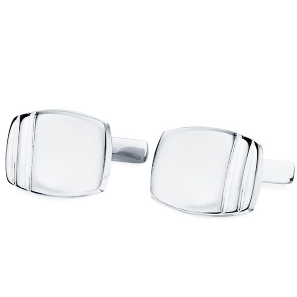 18K GEMELOS ORO BLANCO TONEL MATE Y BRILLO 17X13 MM CIERRE RIGIDO OCSILANTE