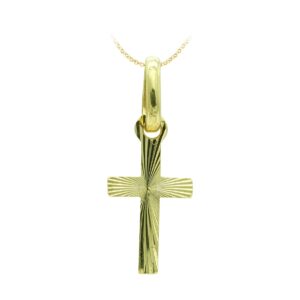 18K CRUZ ORO AMARILLO TALLADA 16X8 MM