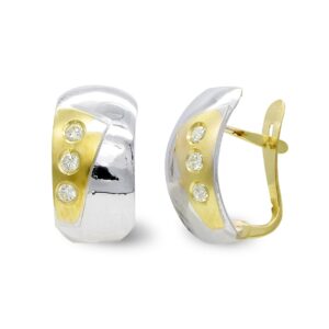 18K PENDIENTES ORO BICOLOR MATE Y BRILLO CIERRE CATALAN