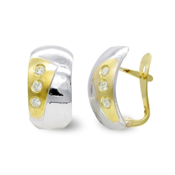 18K PENDIENTES ORO BICOLOR MATE Y BRILLO CIERRE CATALAN