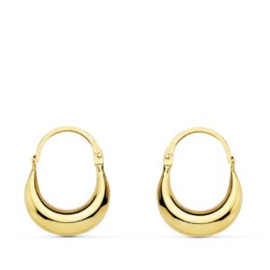 18K PENDIENTES ORO AMARILLO HUECOS MORCILLAS. 15X5 MM CIERRE GANCHO