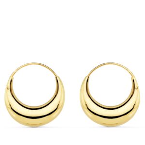 18K PENDIENTES ORO AMARILLO HUECOS MORCILLA 20X6 MM CIERRE GANCHO