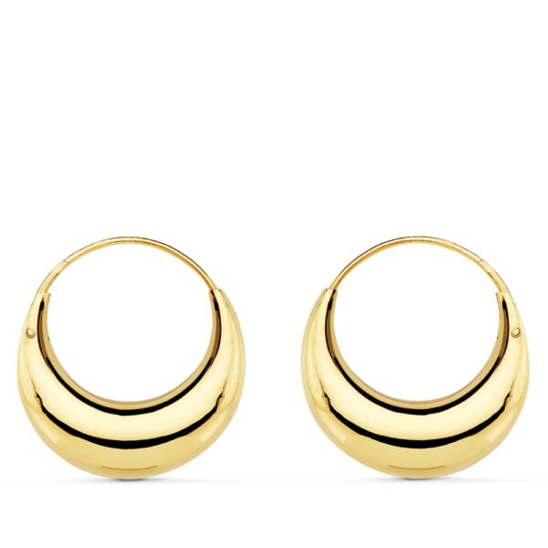 18K PENDIENTES ORO AMARILLO HUECOS MORCILLA 20X6 MM CIERRE GANCHO