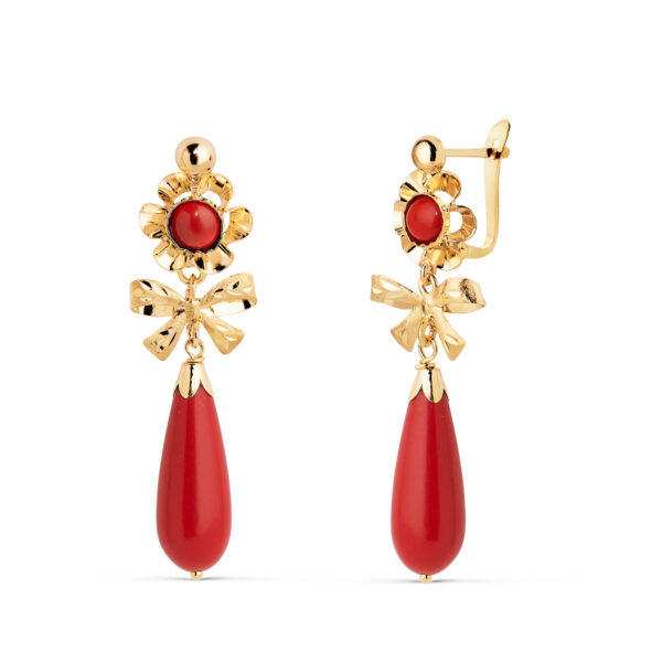 18K PENDIENTES ORO AMARILLO LAZO CORALINA. MEDIDA: 33X10 MM. CIERRE CATALAN