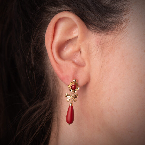 18K PENDIENTES ORO AMARILLO LAZO CORALINA. MEDIDA: 33X10 MM. CIERRE CATALAN - Imagen 2