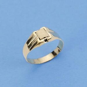 18K SELLO ORO AMARILLO HUECO PARA BEBE O MEÑIQUE CABEZA CUADRADA LATERAL GALLONEADO
