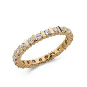 18K ALIANZA ORO AMARILLO CON CIRCONITA REDONDAS. ANCHO: 2 MM
