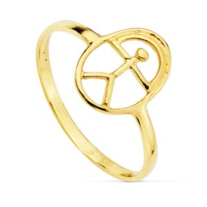 18K SORTIJA ORO AMARILLO OVAL CON INDALO CUERPO 1.5 MM. 12X8 MM