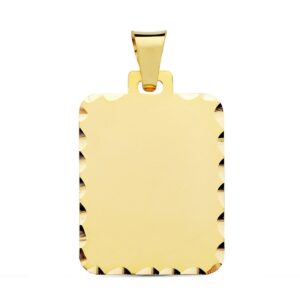 9K PLACA CHAPA ORO AMARILLO RECTANGULAR MATE BORDES TALLADOS. 28X20 MM