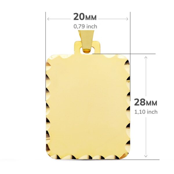 9K PLACA CHAPA ORO AMARILLO RECTANGULAR MATE BORDES TALLADOS. 28X20 MM - Imagen 2