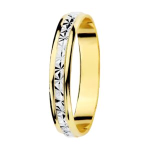 9K ALIANZA ORO BICOLOR TALLADA Y BORDES BRILLO 3 MM