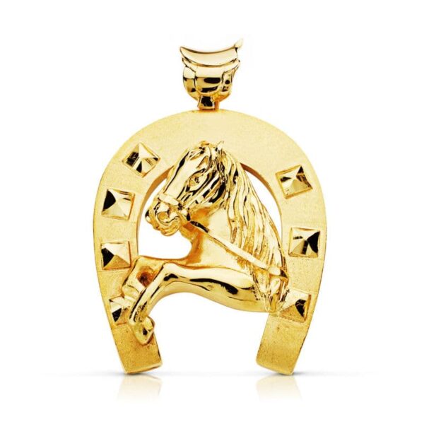 9K COLGANTE ORO AMARILLO HERRADURA CABALLO 40X35 MM