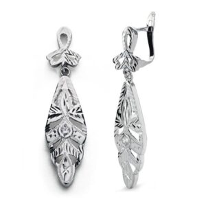 9K PENDIENTES ORO BLANCO CIGARRON. 38X9 MM CIERRE CATALAN