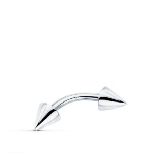 9K PIERCING ORO BLANCO DE CEJA CON DOS PINCHOS. 15X4 MM