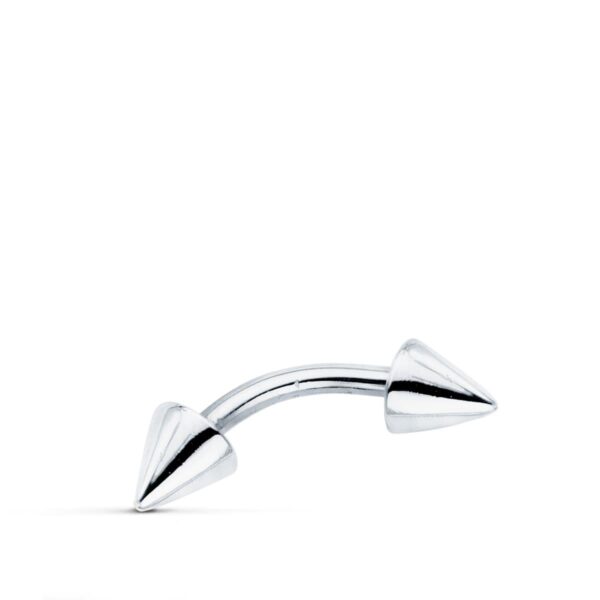 9K PIERCING ORO BLANCO DE CEJA CON DOS PINCHOS. 15X4 MM