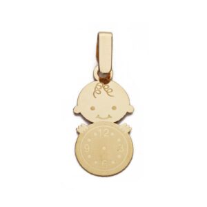 9K COLGANTE ORO AMARILLO NIÑO RELOJ 19X10 MM