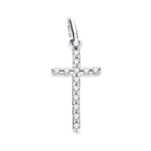 9K CRUZ ORO BLANCO CON CIRCONITA 22X12 MM