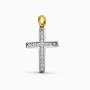 9K CRUZ ORO BLANCO CIRCONITA 21X13 MM