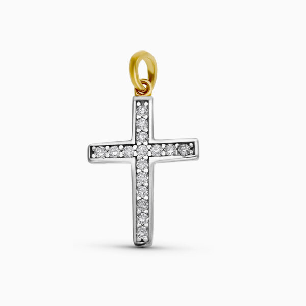 9K CRUZ ORO BLANCO CIRCONITA 21X13 MM