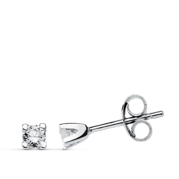 9K PENDIENTES ORO BLANCO DIAMANTES 4 GARRA 0.12 CTS SI-H CIERRE PRESION