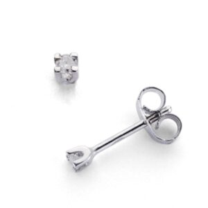 9K PENDIENTES ORO BLANCO BRILLANTES 0.05 QTS SI-H CIERRE PRESION