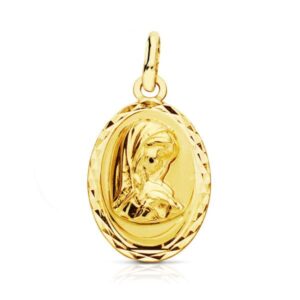 9K MEDALLA ORO AMARILLO VIRGEN NIÑA LIGERA 19X12 MM