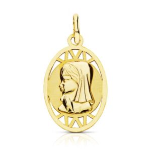 9K MEDALLA ORO AMARILLO VIRGEN NIÑA OVAL. 21X12 MM