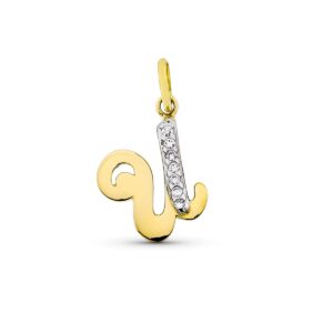 9K COLGANTE LETRA U CON CIRCONITA ORO AMARILLO 15X12 MM