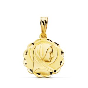 9K MEDALLA ORO AMARILLO VIRGEN MARIA 9K 17 MM