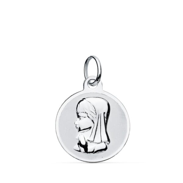 9K MEDALLA ORO AMARILLO ORO BLANCO VIRGEN NIÑA 14 MM