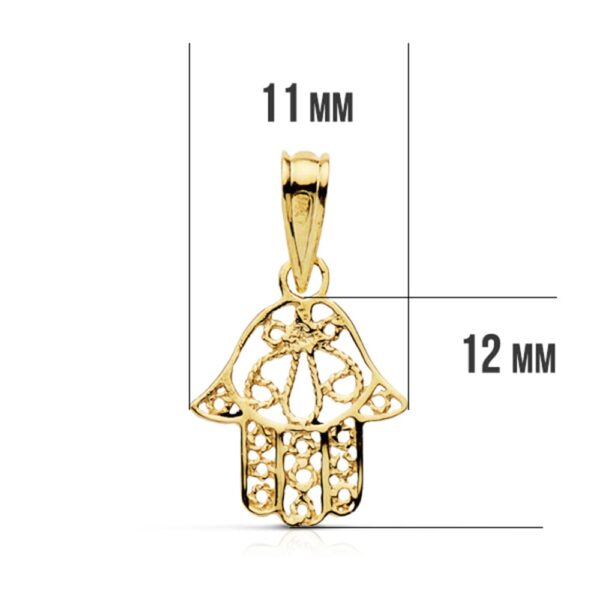9K COLGANTE MANO DE FATIMA ORO AMARILLO 9K 14X11 MM - Imagen 2