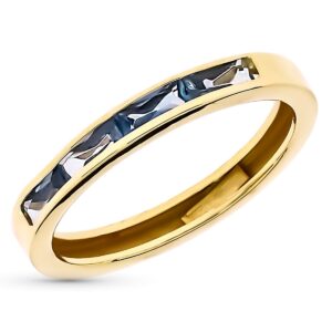 9K SORTIJA ORO AMARILLO AGUAMARINA EN CARRIL. ANCHO: 3 MM