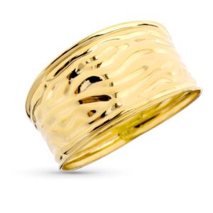 9K SORTIJA ORO AMARILLO DETALLES RELIEVE EN BRILLO. ANCHO 11 MM
