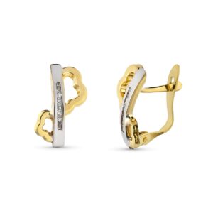 9K PENDIENTES BICOLOR 13X7 MM CIERRE CATALAN