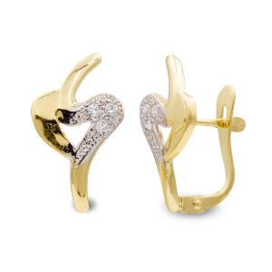 9K PENDIENTES ORO BICOLOR COMUNION CIRCONITA 15X10MM. CIERRE CATALAN