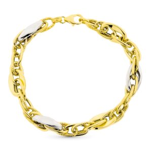 9K PULSERA ORO BICOLOR 20CM