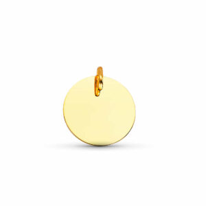 9K COLGANTE ORO AMARILLO DISCO REDONDO LISO EN BRILLO. DIAMETRO: 18 MM